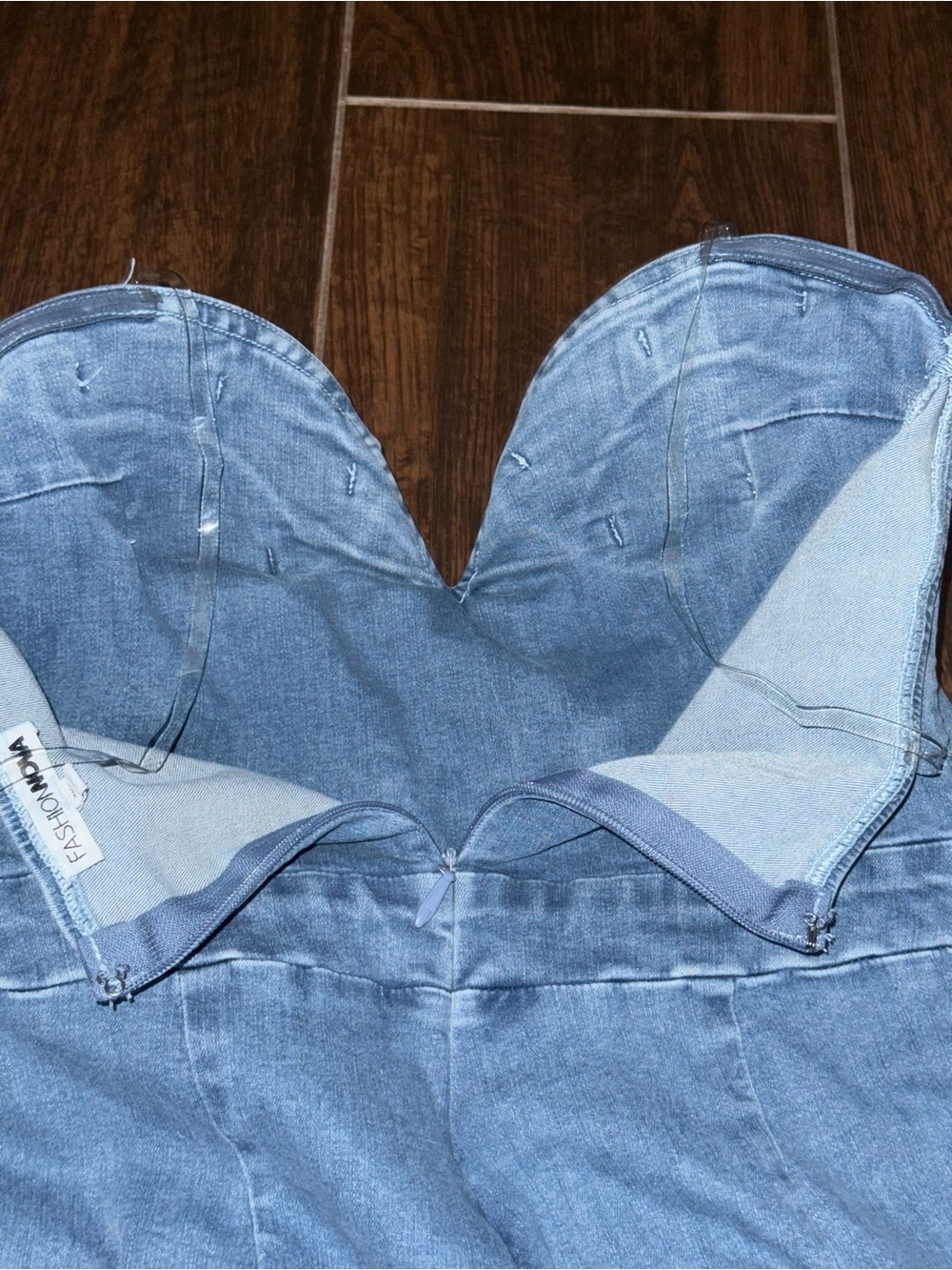 FASHION NOVA Feeling Twirly Denim Jumpsuit - Medium Wash sz L EUC - Picture 4 of 13